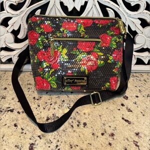 Betsey Johnson Sequined Floral Crossbody Purse